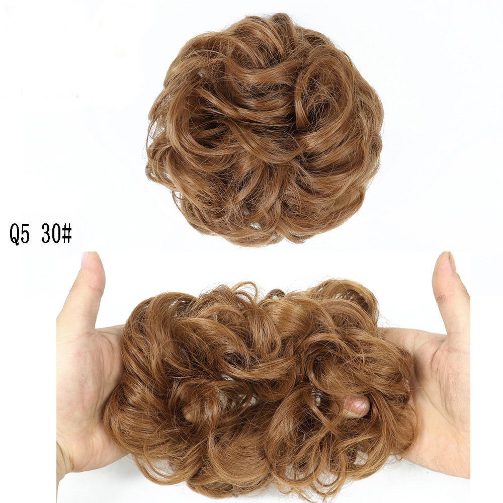 XINRAN Synthetic Curly Donut Chignon With Elastic Band Scrunchies Messy Hair Bun Updo Hairpieces Extensions for Women