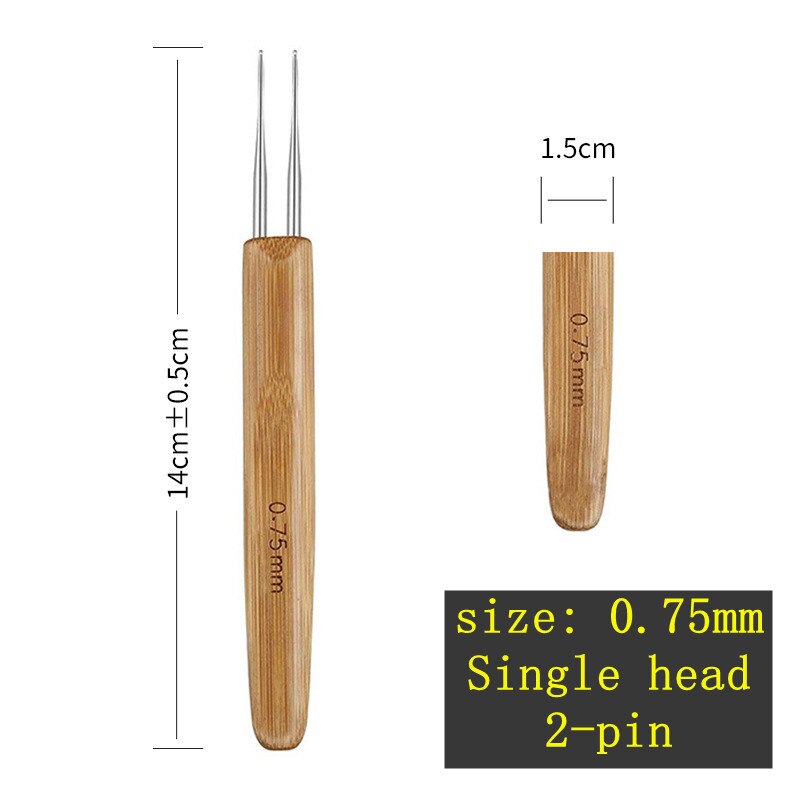 1Pcs/Lot 1-2 Hook 1-3 Hooks Style Dreadlock Needle for Braid 0.5Mm 0.75Mm Natural Bamboo Dread-Lock Hair Weaving Tool