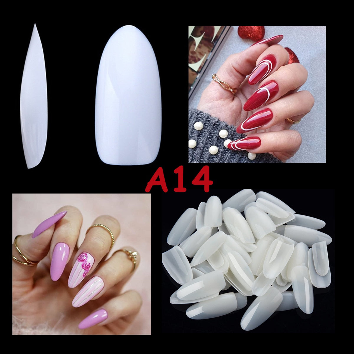 Makartt 500pcs Coffin Fake Nail Tips Clear Natural XXL Gel Tips Full Cover False Acrylic Stiletto Ballerina Nails Press on Nail