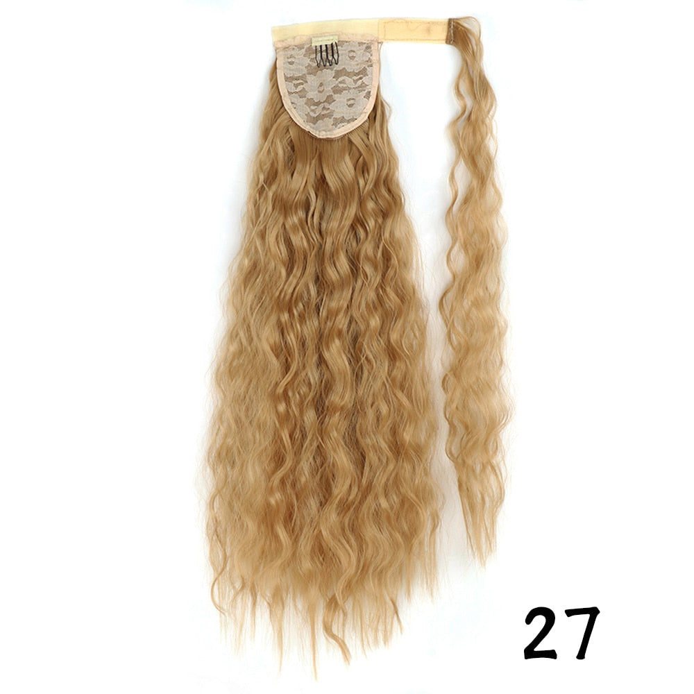 AZIR Long Straight Ponytail Hair Synthetic Extensions Heat Resistant Hair 22Inch Wrap Around Pony Hairpiece for Women