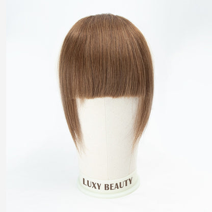 Human Hair Bangs 3 Clips 3D Blunt Cut Natural Hair Bangs OverHead Clip In Hair Extensions Non-Remy 2.5&quot;x4.5&quot; Black Brown Blonde