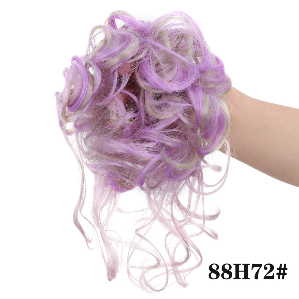 LUPU Synthetic Hair Bun Chignon Messy Curly Hair Band Elastic Scrunchy False Hair Pieces For Women Hairpins Black Brown