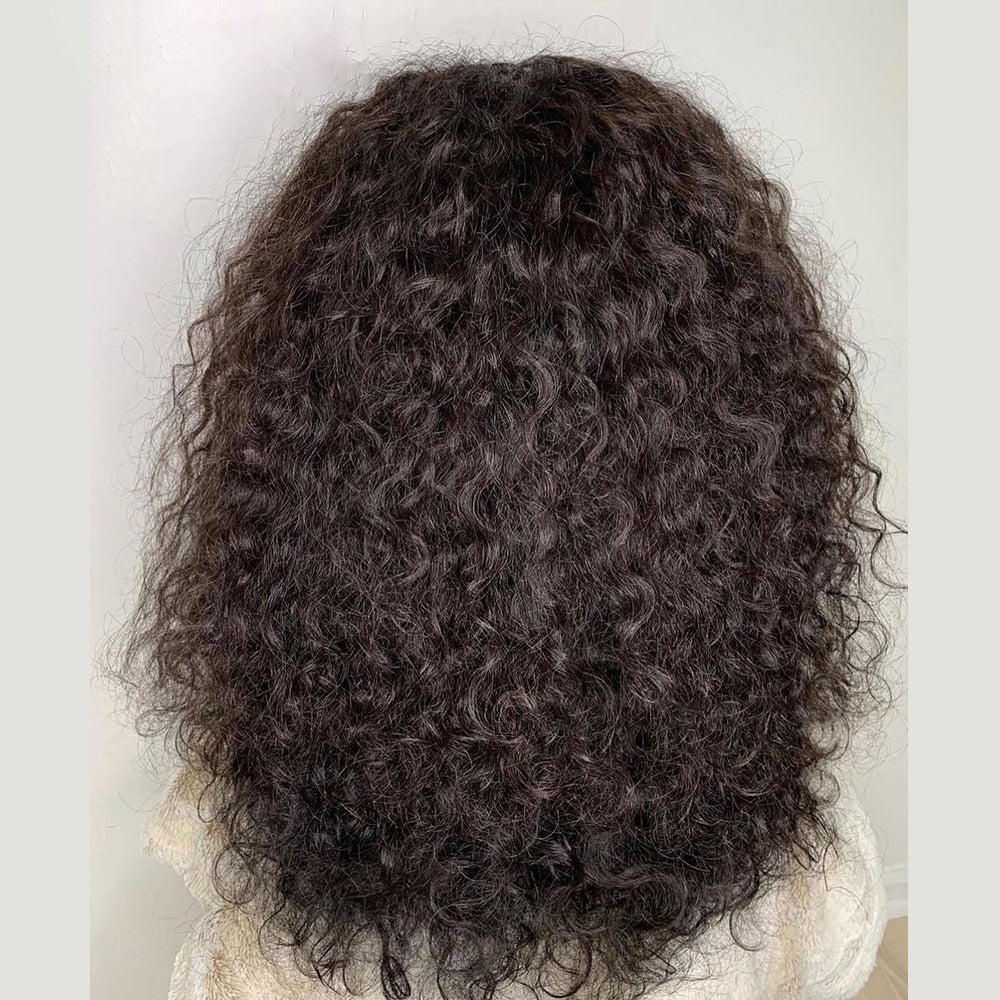 Natural Soft 26Inch 180 Density Long Kinky Curly Black Loose Curly Lace Front Wig For Women With BabyHair Heat Resistant Daily