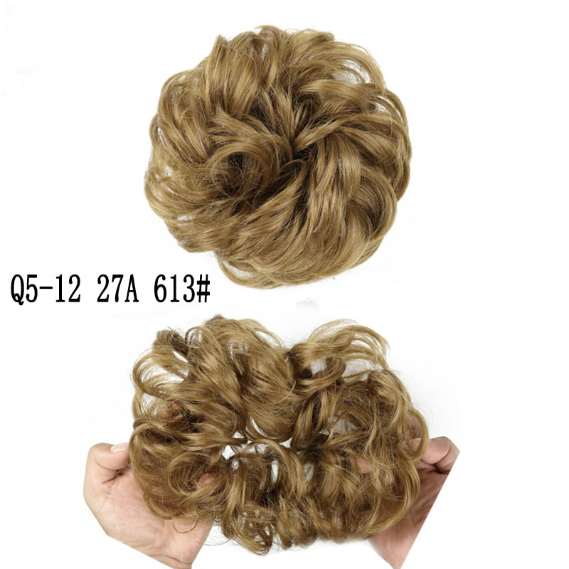 XINRAN Synthetic Curly Donut Chignon With Elastic Band Scrunchies Messy Hair Bun Updo Hairpieces Extensions for Women