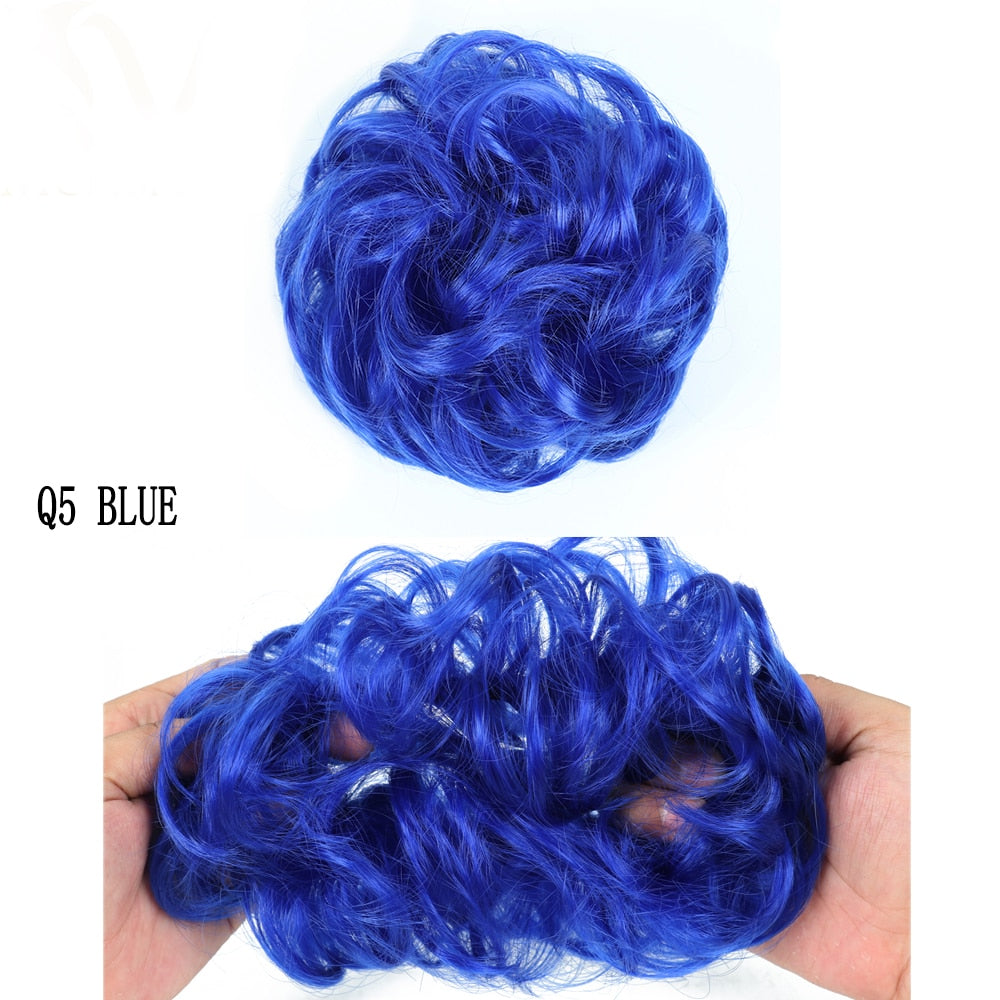 XINRAN Synthetic Curly Donut Chignon With Elastic Band Scrunchies Messy Hair Bun Updo Hairpieces Extensions for Women