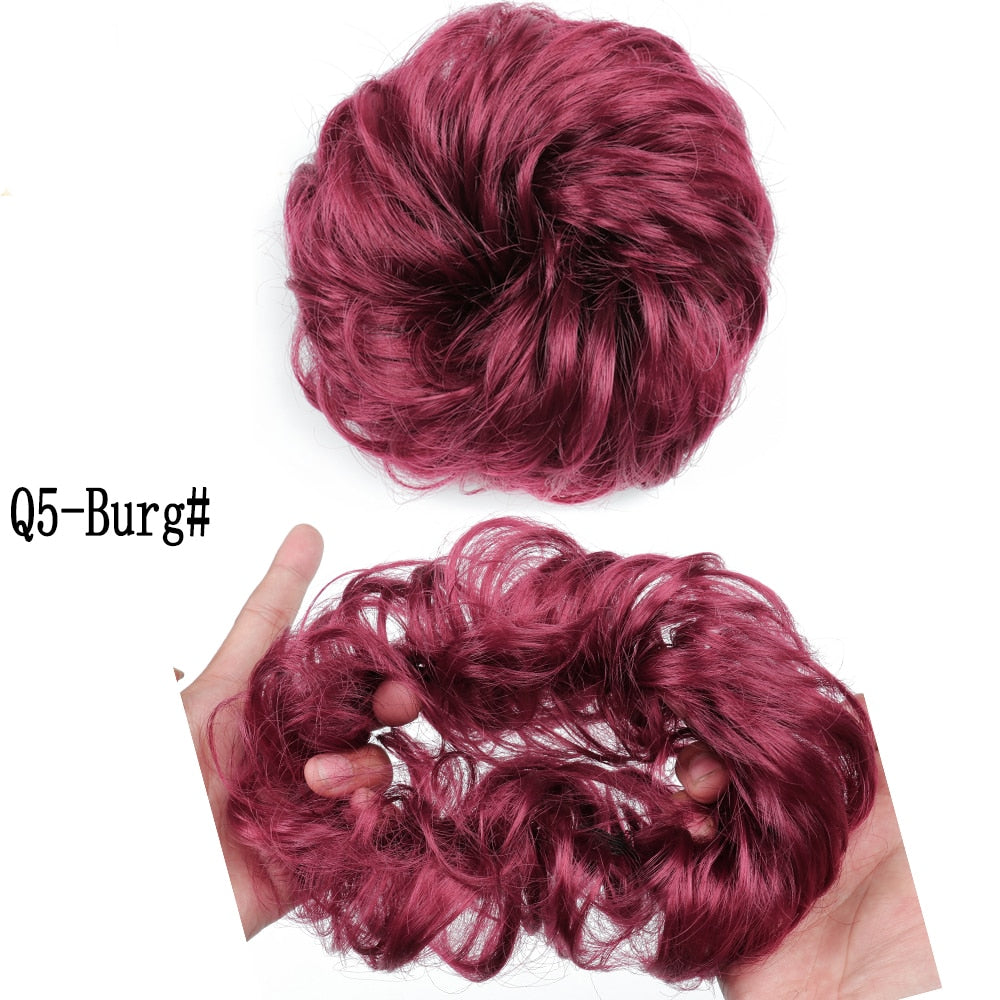 XINRAN Synthetic Curly Donut Chignon With Elastic Band Scrunchies Messy Hair Bun Updo Hairpieces Extensions for Women