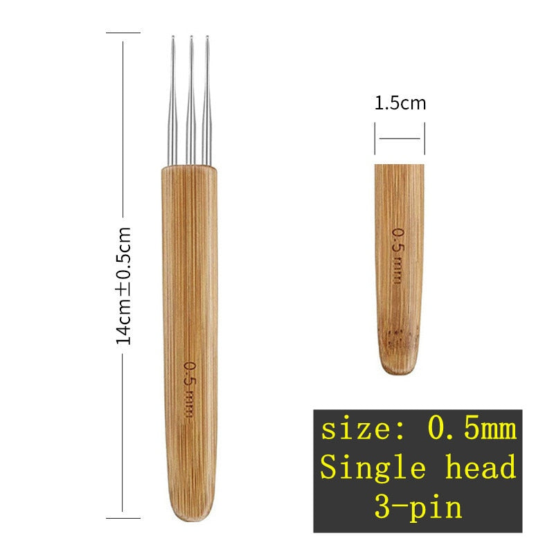 1Pcs/Lot 1-2 Hook 1-3 Hooks Style Dreadlock Needle for Braid 0.5Mm 0.75Mm Natural Bamboo Dread-Lock Hair Weaving Tool