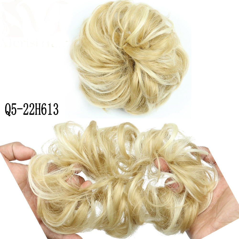 XINRAN Synthetic Curly Donut Chignon With Elastic Band Scrunchies Messy Hair Bun Updo Hairpieces Extensions for Women