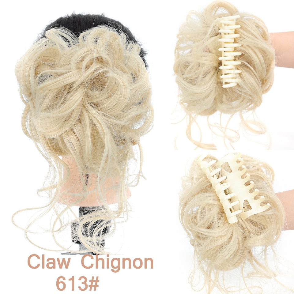 LUPU Synthetic Hair Bun Chignon Messy Curly Hair Band Elastic Scrunchy False Hair Pieces For Women Hairpins Black Brown