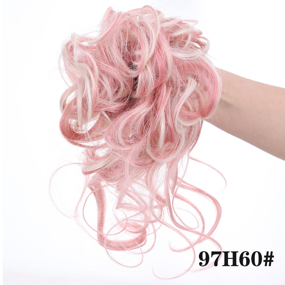 LUPU Synthetic Hair Bun Chignon Messy Curly Hair Band Elastic Scrunchy False Hair Pieces For Women Hairpins Black Brown