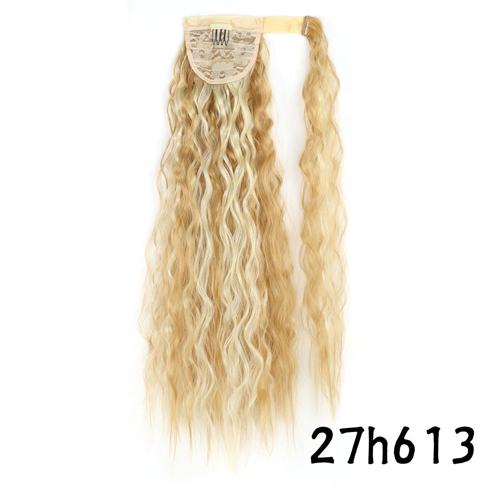 AZIR Long Straight Ponytail Hair Synthetic Extensions Heat Resistant Hair 22Inch Wrap Around Pony Hairpiece for Women