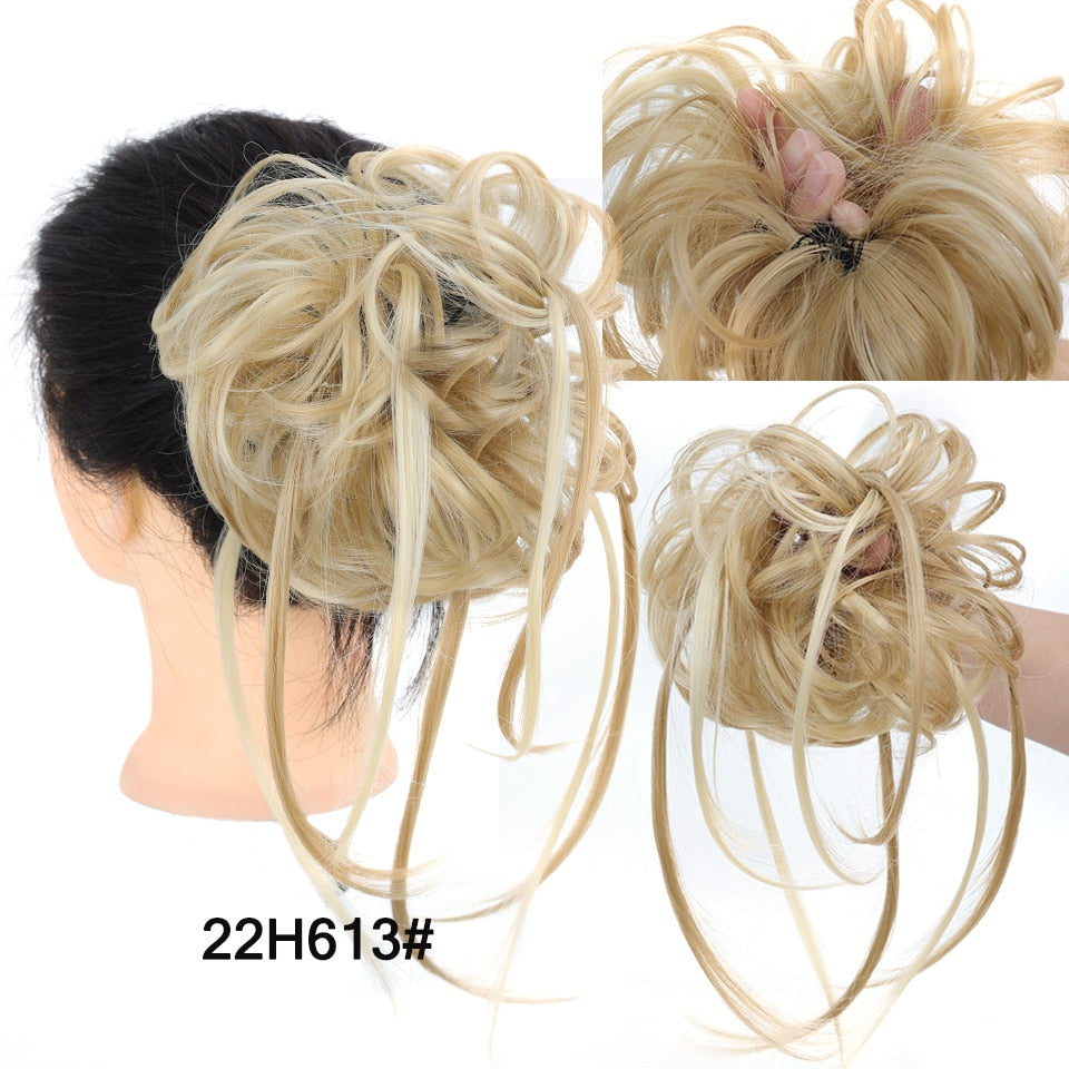 LUPU Synthetic Hair Bun Chignon Messy Curly Hair Band Elastic Scrunchy False Hair Pieces For Women Hairpins Black Brown