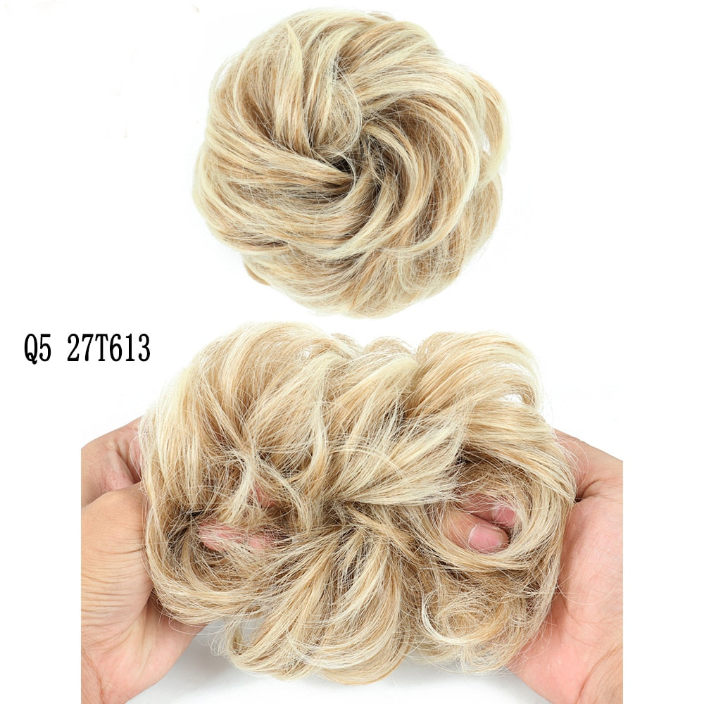 XINRAN Synthetic Curly Donut Chignon With Elastic Band Scrunchies Messy Hair Bun Updo Hairpieces Extensions for Women