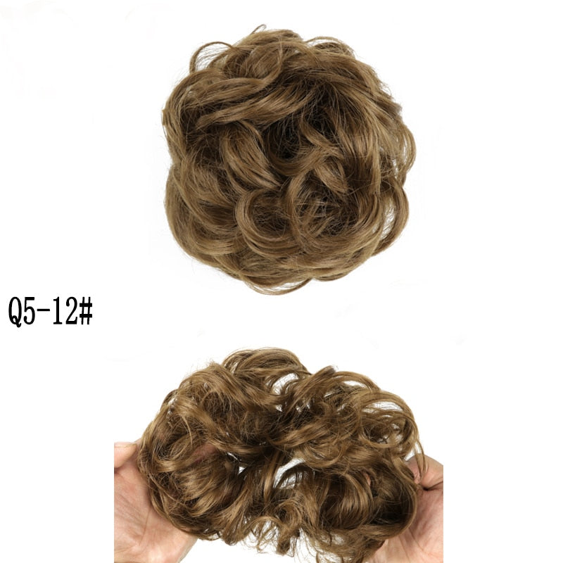 XINRAN Synthetic Curly Donut Chignon With Elastic Band Scrunchies Messy Hair Bun Updo Hairpieces Extensions for Women