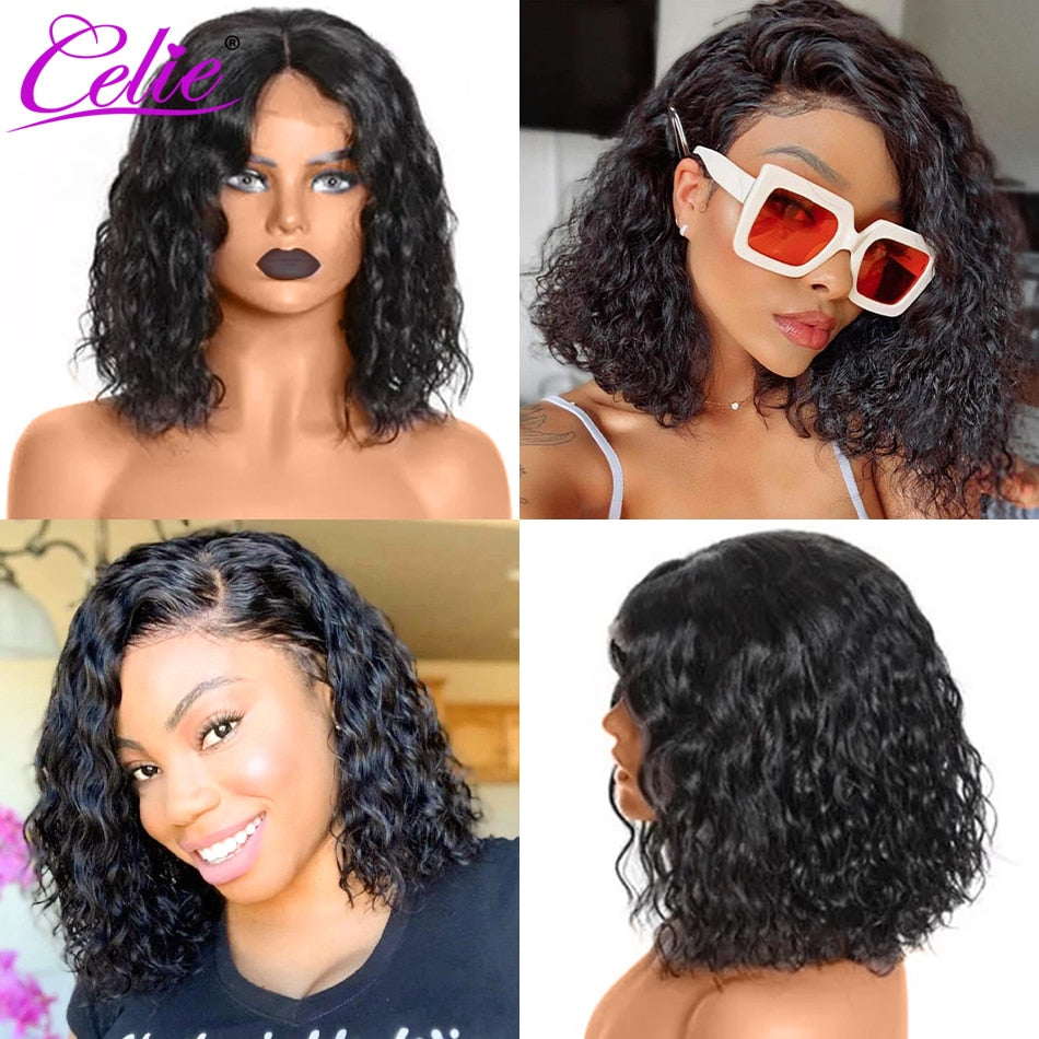 Pixie Cut Wig Human Hair For Women Bob Lace Frontal Wig Short Bob Lace Wig Water Wave 13x4 Lace Front Human Hair Wig