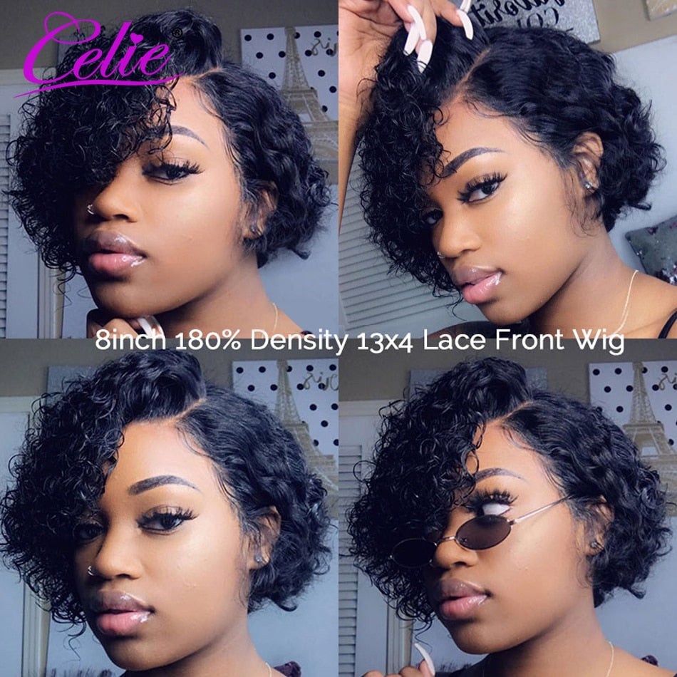 Pixie Cut Wig Human Hair For Women Bob Lace Frontal Wig Short Bob Lace Wig Water Wave 13x4 Lace Front Human Hair Wig