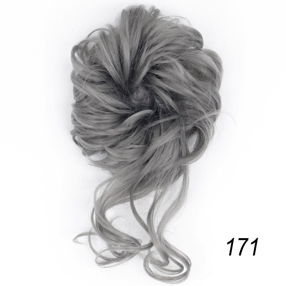 XINRAN Synthetic Curly Donut Chignon With Elastic Band Scrunchies Messy Hair Bun Updo Hairpieces Extensions for Women