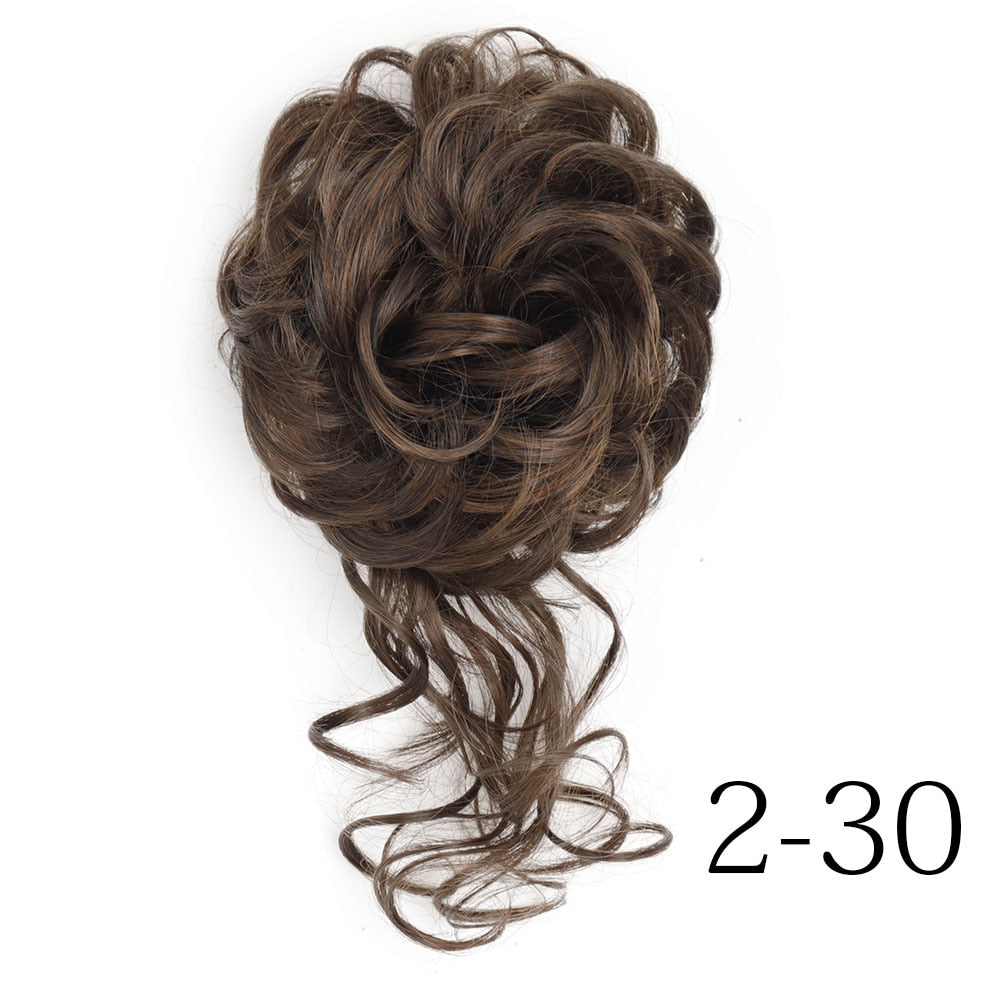 XINRAN Synthetic Curly Donut Chignon With Elastic Band Scrunchies Messy Hair Bun Updo Hairpieces Extensions for Women