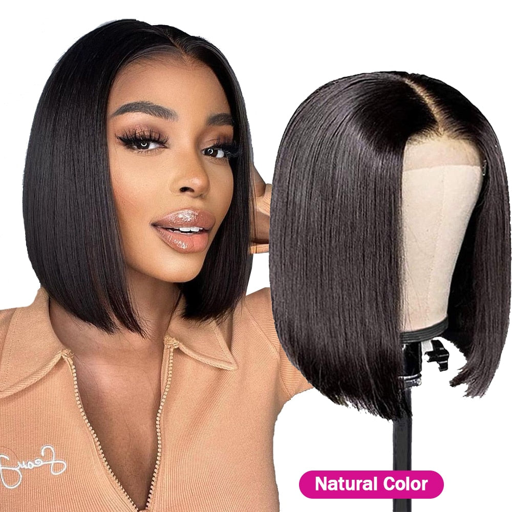 Meetu Bob Wig Lace Front Human Hair Straight Short Bob Wig Highlight Color Cheap Human Hair Wigs Transparent Lace Closure Wig