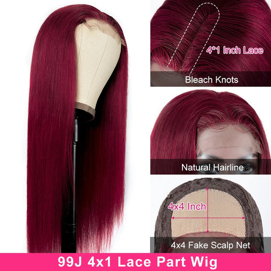 Unice Hair 13x4 Burgundy Lace Front Wig Human Hair Wigs 150% Density Pre Plucked 99J  Lace Front Human Hair Wigs