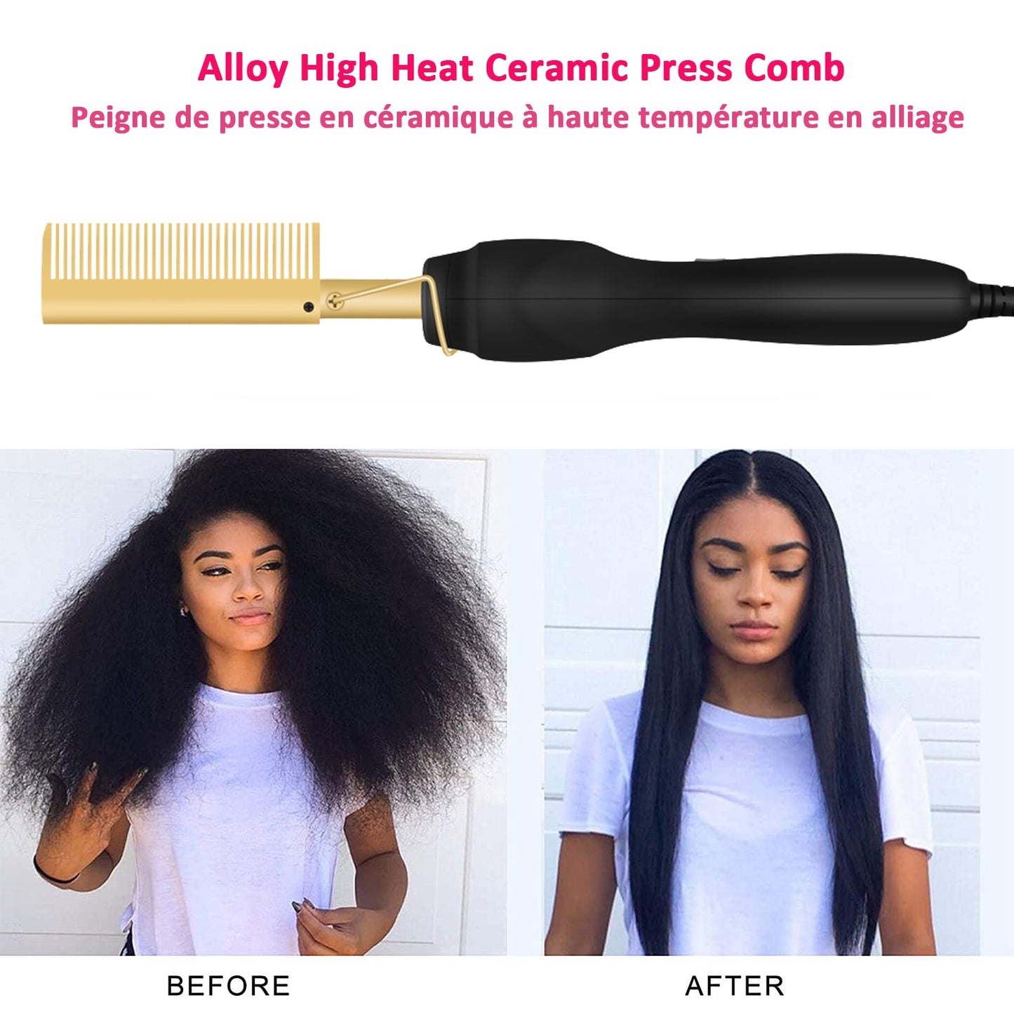 2 in 1 Hair Straightener Hot Comb Hair Curler Electric Hot Heating Comb Hair Smooth Flat Iron Straightening Brush Styling Tools