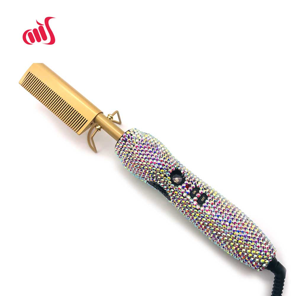 Crystal Pressing Hot Comb Electric Ceramic Pressing Comb High Heat Hot Comb 2 In 1 Hot Comb Straightener