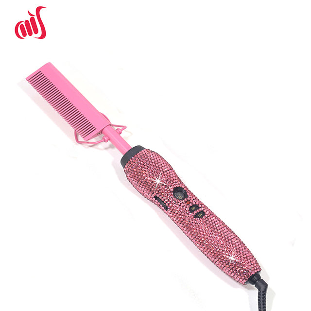 Crystal Pressing Hot Comb Electric Ceramic Pressing Comb High Heat Hot Comb 2 In 1 Hot Comb Straightener