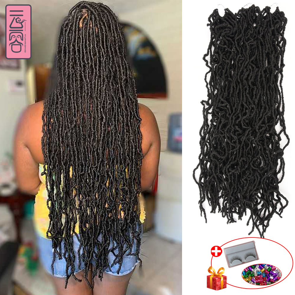 YunRong Nu Locs Crochet Hair 36 24 18 Inch 21 Strands Faux Locs Extension Soft Goddess Braiding Dreadlocks Hair For Black Women